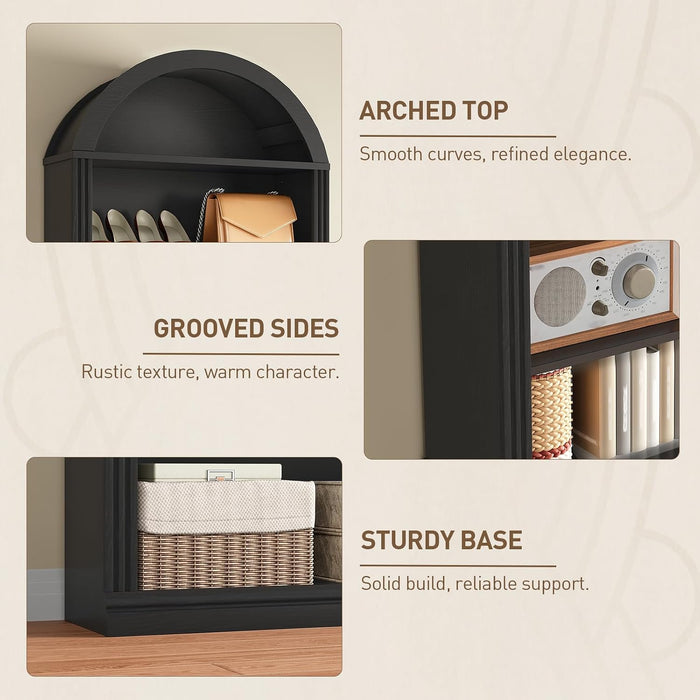Arched Bookshelf, 75.8" Tall Arch Bookcase with Storage