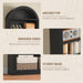 Arched Bookshelf, 75.8" Tall Arch Bookcase with Storage