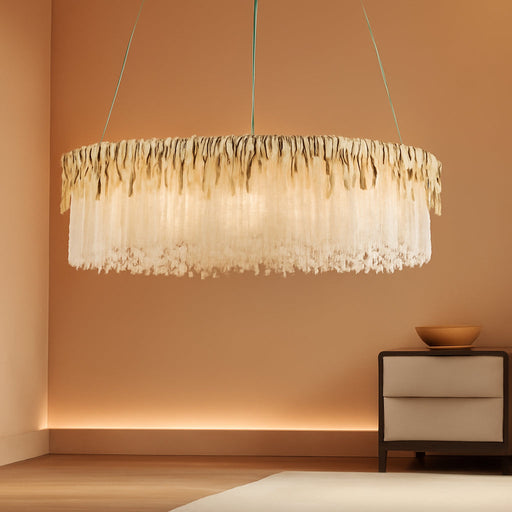 D23.6 round Crystal Chandelier, Modern Gold Crystal Chandeliers for Dining Room, 10-Light Height Adjustable Chandelier for Living Room Bedroom Entryway Kitchen Island