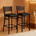 2 Pk. HERCULES Series Black Grid Back Metal Restaurant Barstool - Black Vinyl Seat - ShipItFurniture
