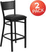 2 Pk. HERCULES Series Black Grid Back Metal Restaurant Barstool - Black Vinyl Seat - ShipItFurniture