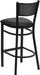 2 Pk. HERCULES Series Black Grid Back Metal Restaurant Barstool - Black Vinyl Seat - ShipItFurniture