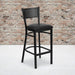 2 Pk. HERCULES Series Black Grid Back Metal Restaurant Barstool - Black Vinyl Seat - ShipItFurniture