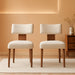 Mid Century Modern Dining Chairs Set of 2, Upholstered Wooden Dining Room Chairs, Farmhouse Kitchen Chairs, Accent Armless Side Chairs with Curved Back for Living Room, Beige Linen, 2PCS