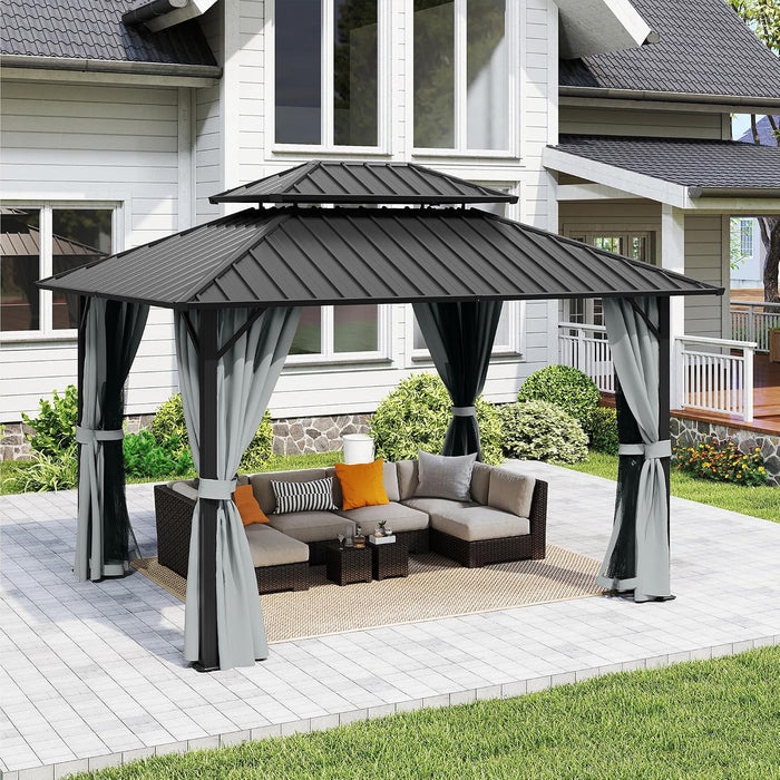 10x12 Aluminum Gazebo With Gray DoubleGalvanized Roof