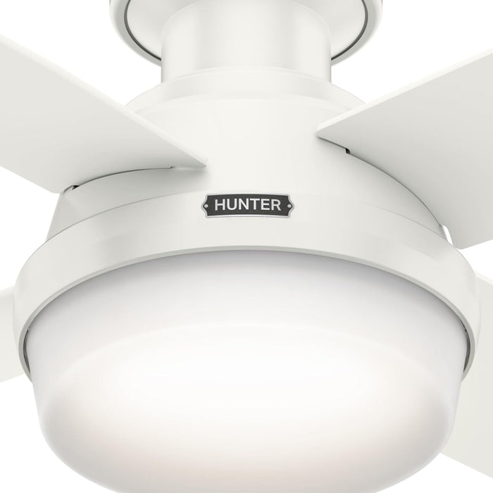 Fan Dempsey Low Profile Ceiling Fans with Lights and Remote, Flush Mount Ceiling Fan with Lights, Metal, Fresh White, 44 Inch LED