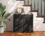Black TexturedFabric Dresser With Four Deep Drawers