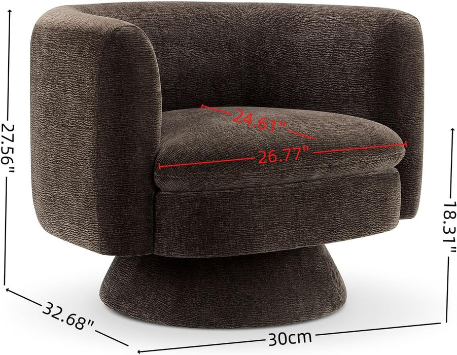 Swivel Accent Chair, Mid Century Modern round Barrel Chairs, Upholstered Velvet Fabric Home Sofa Living Room with Solid Wood Base, Single Sofa Lounge Chair, Espresso