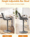 Swivel Bar Stools Set of 2, Height Adjustable Counter Height Bar Stools with Open Back and Footrest, Premium Faux PU Leather, Modern Upholstered Bar Chairs for Kitchen Island/Bar/Counter, Gray