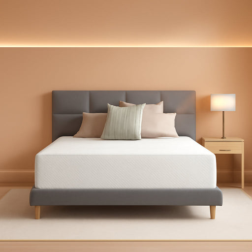 Queen Mattress, 12 Inch Queen Memory Foam Mattress in a Box, Dual-Layer Design with High-Density Base for Support & Pressure Relief, Natural Fiber Infused for Cool & Refreshing Sleep，Firm
