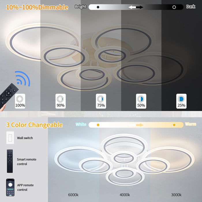 Dimmable LED Ring Ceiling Light Fixture UltraWhite