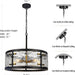 Twenty Inch Black Farmhouse Chandelier Glass Shade