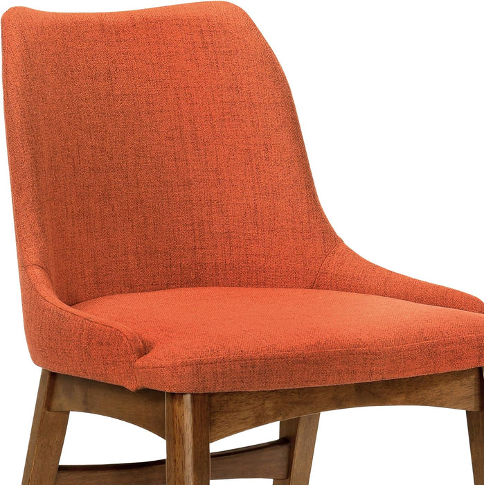 Azalea Orange Fabric and Walnut Wood Dining Side Chairs - Set of 2