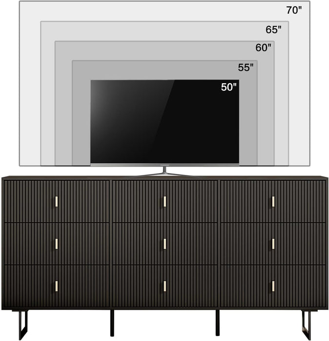 Modern Chest of Drawers with 9 Drawers,Deep Drawers,Clothes Organizer,Large Storage Cabinet for Living Room, Bedroom,Hallway,With Anti-Tipping Device,Matte Black