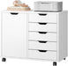 5-Drawer Mobile File Cabinet, Wooden Printer Stand with Storage