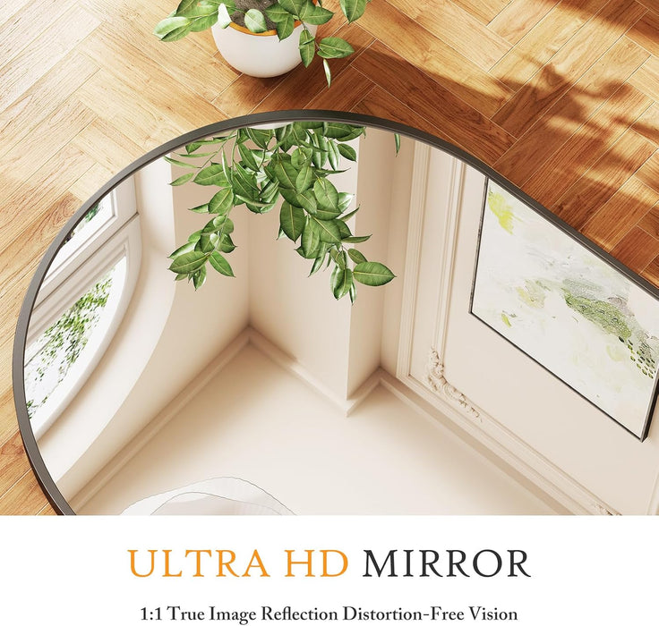 78"X38" Arched Full Length Mirror, Full Body Floor Mirror, Black