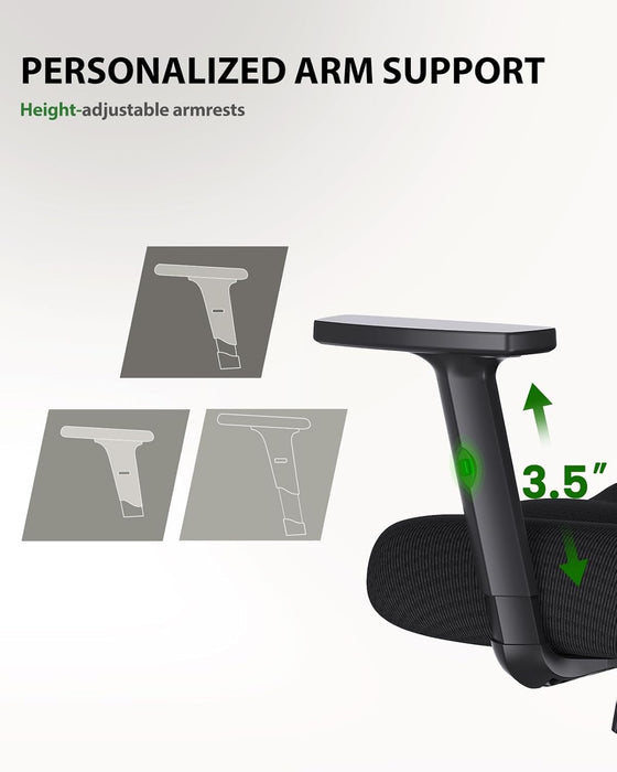 Ergonomic Office Chair with Lumbar Support and 2D Headrest