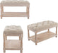 Farmhouse Tufted Storage Ottoman Bench with Shelf, 31.5" Width Linen Upholstered Entryway Shoe Ottoman Foot Stool for Bedroom Living Room Dining Room, Beige