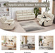 3PC Faux Leather Reclining Couch Set, Living Room Furniture Set, Sofa, Loveseat, Glider, 8018 Multiple Colors (Beige, Sofa+Loveseat+Chair)