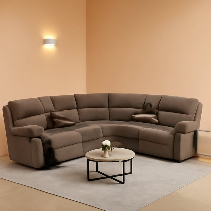 Manul Recliner Sectional Sofa for Living Room, Corduroy Fabric Sectional Reclinig Couch L Shape Recliner Sofa with Cup Holders, Storage Console and Drop down Table (Peanut)