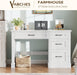 Farmhouse 47" Executive Desk with File Drawer, Computer Desk with 4 Drawers, Workstation for Study, Home Office, Writing, Cream White.