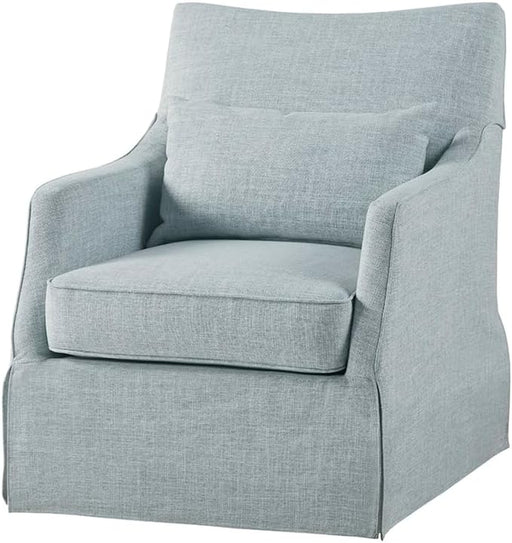 Light Blue Upholstered Handcrafted Midcentury Armchair 28In