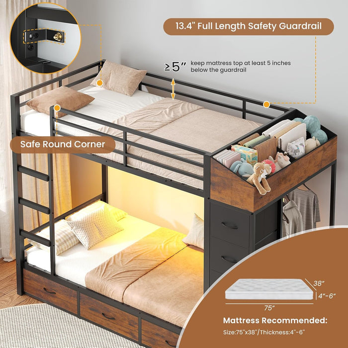 Black Industrial TwinOverTwin HeavyDuty Bunk Bed Outlets