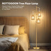 Dimmable Boho Floor Lamp - 3 Light Farmhouse Rattan Floor Lamp for Living Room, Industrial Tree Floor Lamps with 3 X 6W LED Bulbs, Rustic Standing Tall Lamp for Bedroom, 68", Gold