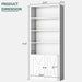 Bookshelf, Industrial Bookshelves and Bookcases with Doors Floor Standing 6 Shelf Display Storage Shelves 70.6 Inches Tall Bookcase for Home Office, Living Room (White)