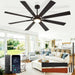 Large Ceiling Fans with Lights: Modern 72 Inch 8 Blade Outdoor Ceiling Fan with Remote APP Control - Dimmable Black Big Fan Light Indoor Reversible 6 Speed Quiet DC Motor
