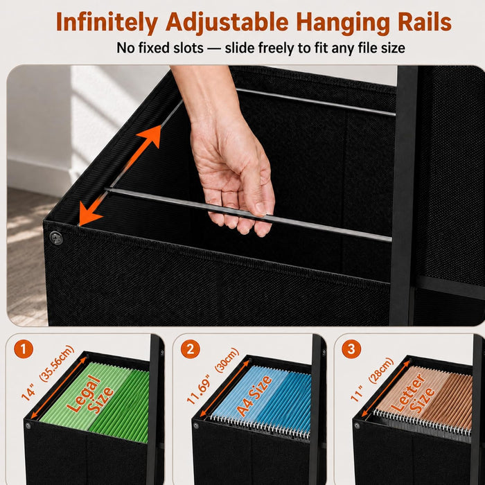 3 Drawer Rolling File Cabinet with Dual Printer Stand, 51" Tall
