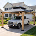 12' X 16' Outdoor Cedar Wood Hardtop Carport, Heavy Duty Gazebo with Double Galvanized Steel Roof, All-Weather Wind & Snow Resistant Permanent Pavilion for 2 Cars, Boat, Patio, Backyard