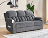 85" Manual Reclining Sofa, 3 Seater Recliner Couch with Dual Wingback Recliners & Cup Holders, Comfy Oversized Living Room Sofa, Grey