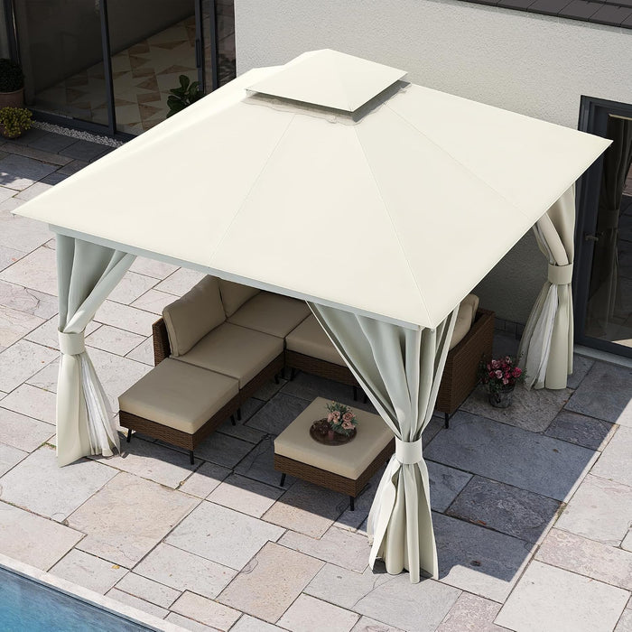 10x10 PatioOutdoor Gazebo Weather Resistant Double Roofs