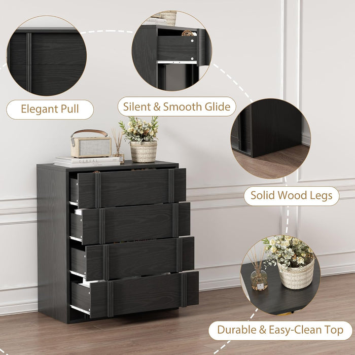 4 Drawer Dresser for Bedroom, Dresser with Vertical Handle