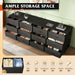 75.5'' Black Dresser for Bedroom, TV Stand for 85, 80, 75, 65 Inch TV, 12 Drawer Long Fabric Dresser with Wood Top, Wide Entertainment Center Storage Chest for Living Room, Closet