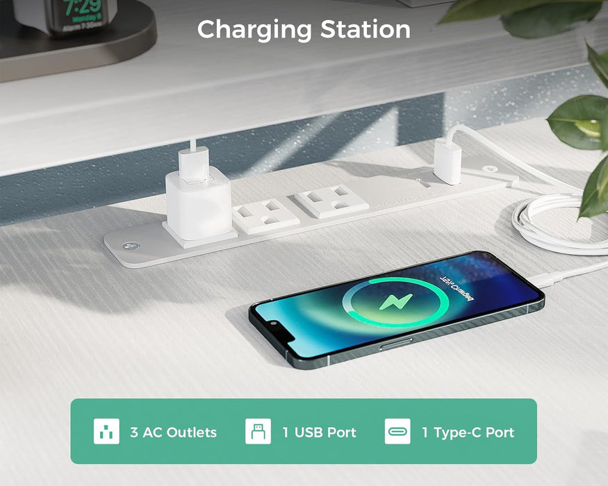 Electric L-Shaped Standing Desk, 59 Inch Height Adjustable Office Desk with Monitor Stand, Sit-Stand Desk with Power Outlets, Large Lift Table for Home, Office, Workstation, White