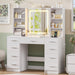 Vanity Desk with Mirror and Lights, Makeup Vanity Desk with 9 Drawers & 6 Shelves, Make up Vanity, Dressing Table with Touch Screen Mirror & Power Outlet, White Vanity for Girls Women, Bedroom