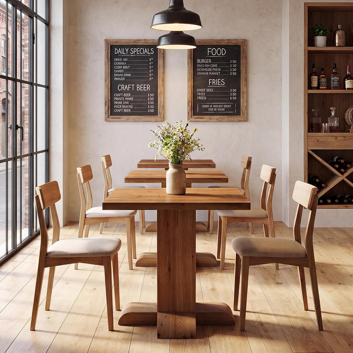 Tribesigns Solid Wood Square Dining Table 31.5 Inch Space-Saving | Natural Wood Grain Kitchen Table, Space-Saving for 2-4 People, Rustic Farmhouse Style for Dining Room, Apartments, Restaurant