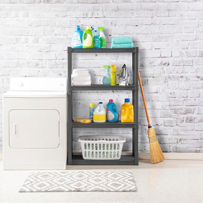 Gray Four Shelf Polypropylene Storage Cabinet Bundle