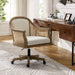 Rattan Desk Chair, Vintage Upholstered Home Office Chair, Ivory