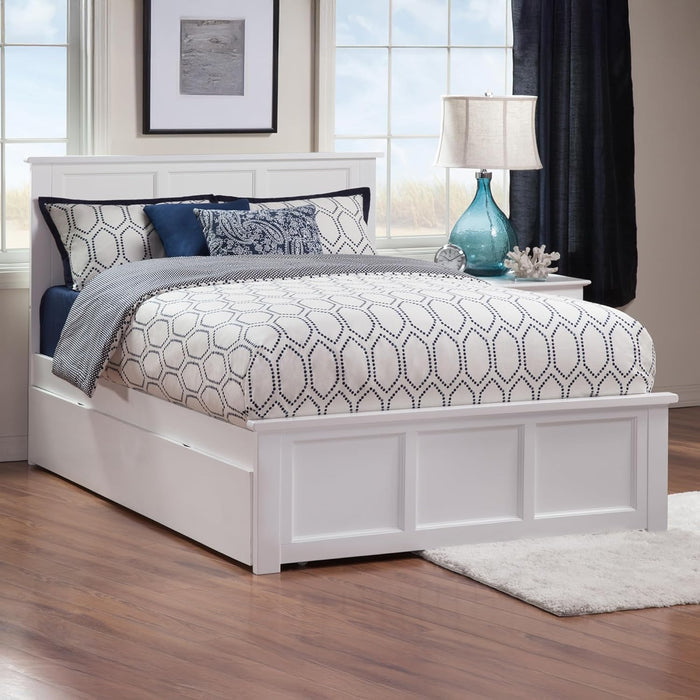 , Madison Queen Platform Bed with Matching Footboard & Twin XL Trundle, White