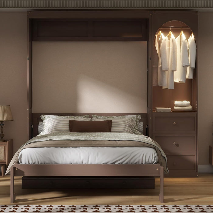 Queen Murphy Bed With Customizable Storage Drawers