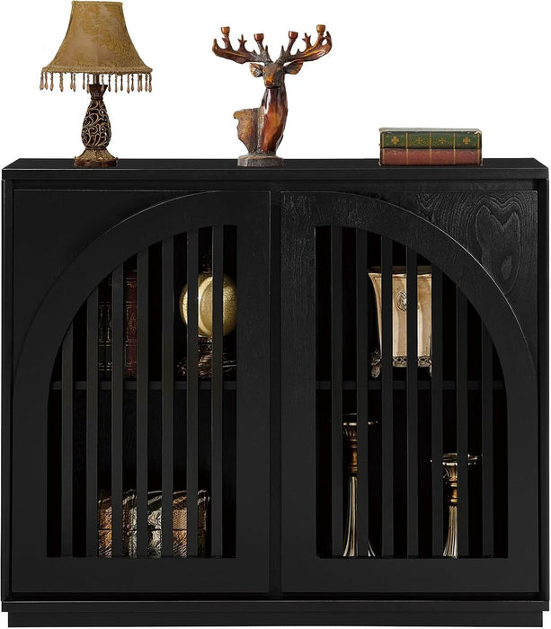 Black Sideboard Buffet Storage Cabinet,Narrow Small Entryway Cabinet