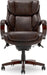 Bellamy Executive Office Chair with Memory Foam Cushions, Solid Wood Arms and Base, Waterfall Seat Edge, Bonded Leather, Brown