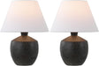 18" Black Modern Concrete Effect Table Lamp Set of 2, Scandinavian Bedside Lamps for Bedroom Living Room, White Linen Shade, LED Bulbs Included (JYL5606B-SET2)