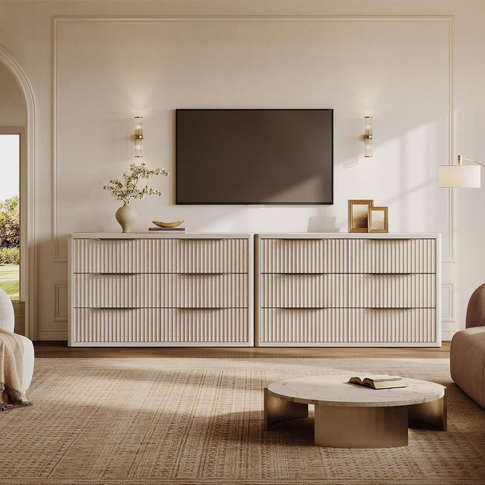 Bedroom Dresser with 6 Deep Wide Large Fluted Drawers for Closet