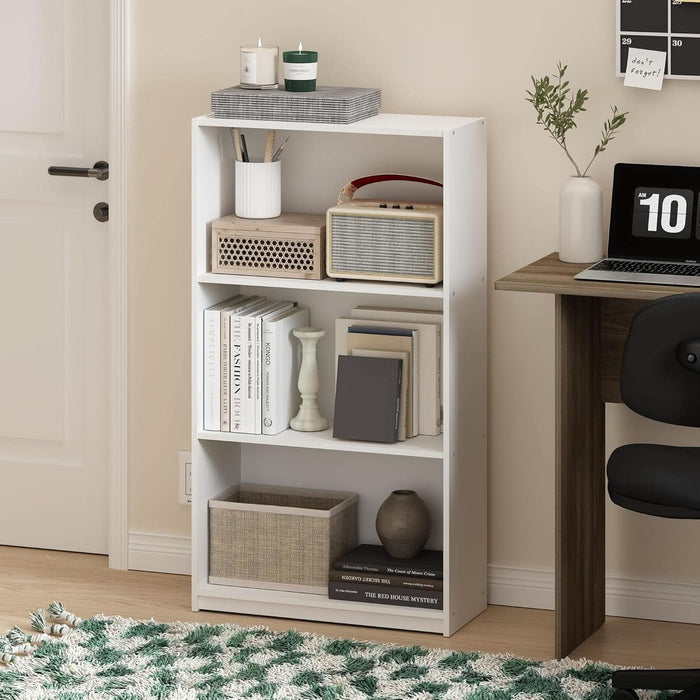 Basic Book Shelf, 3-Tier Modern Bookshelf, Bookcase with Open Shelves, 9.3 X 21.8 X 39.5, for Living Room, Bedroom, Home Office, White