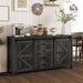 60" Farmhouse Sideboard Buffet Cabinet with Storage, Kitchen Cabinet with 2 Sliding Barn Doors, 4 Deep Drawers and 2 Adjustable Shelves, Distressed Dark Gray