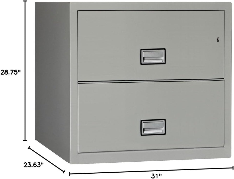 Lateral Fireproof File Cabinet 31" Wide 2-Drawer, Gray